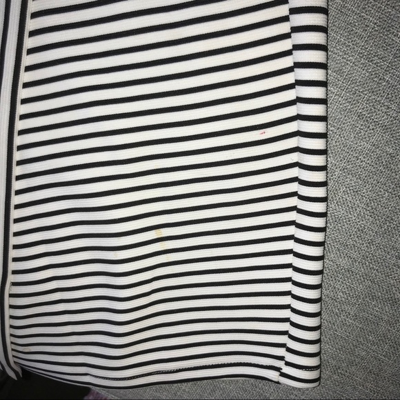 Black and White Striped Pencil Skirt - Picture 6 of 7